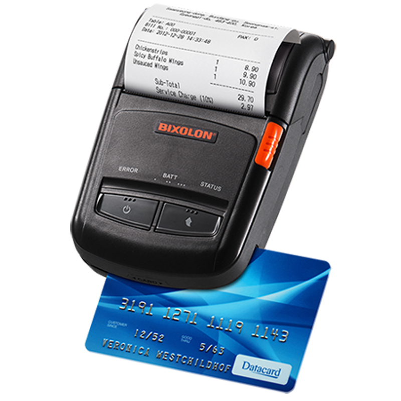 BIXOLON SPP-R210 Portable Printer - The smallest and lightest in the industry - The USB, Bluetooth and Wi-Fi portable ticket, ticket and ticket printer - Card reading receipt