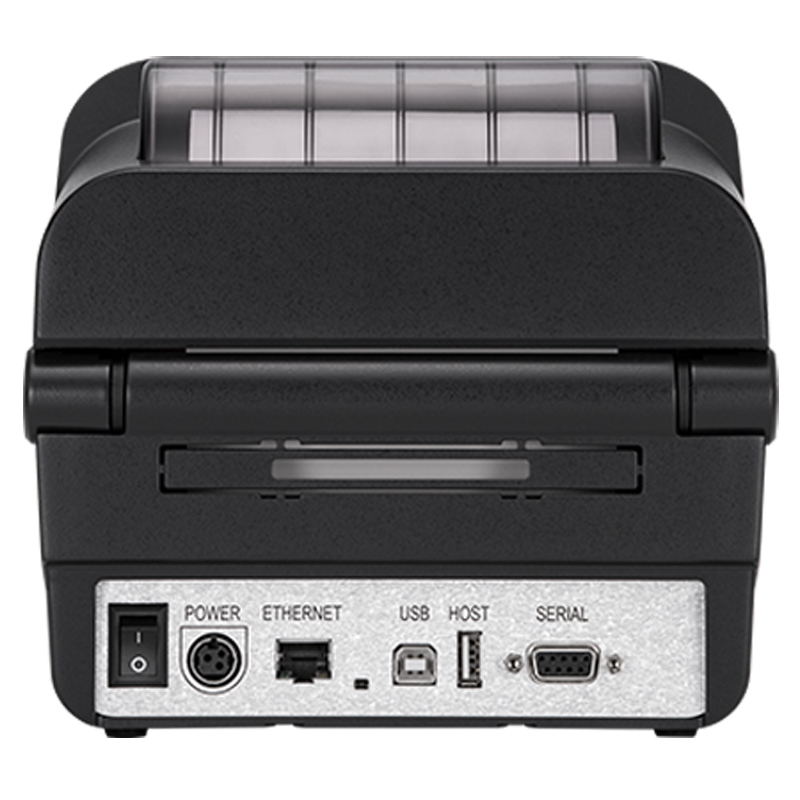 BIXOLON XL5-40 is a 4″ (114mm) desktop direct thermal label printer with an ergonomic clamshell design - Connectivity - Rear