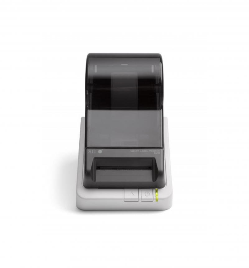 SII SLP620 Label Printer - with a maximum printing speed of 70 mm/s, 203 dpi resolution and direct thermal printing technology - Front