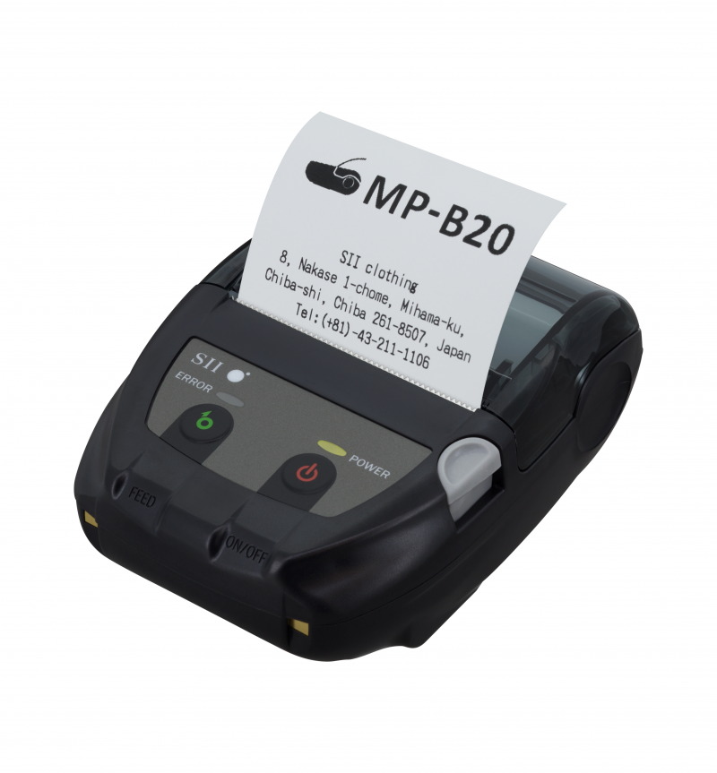 SII MP-B20 Mobile Printer -Small and light - 2” printer with a printing speed of up to 80 mm/s and a resolution of 8 (dots / mm)
