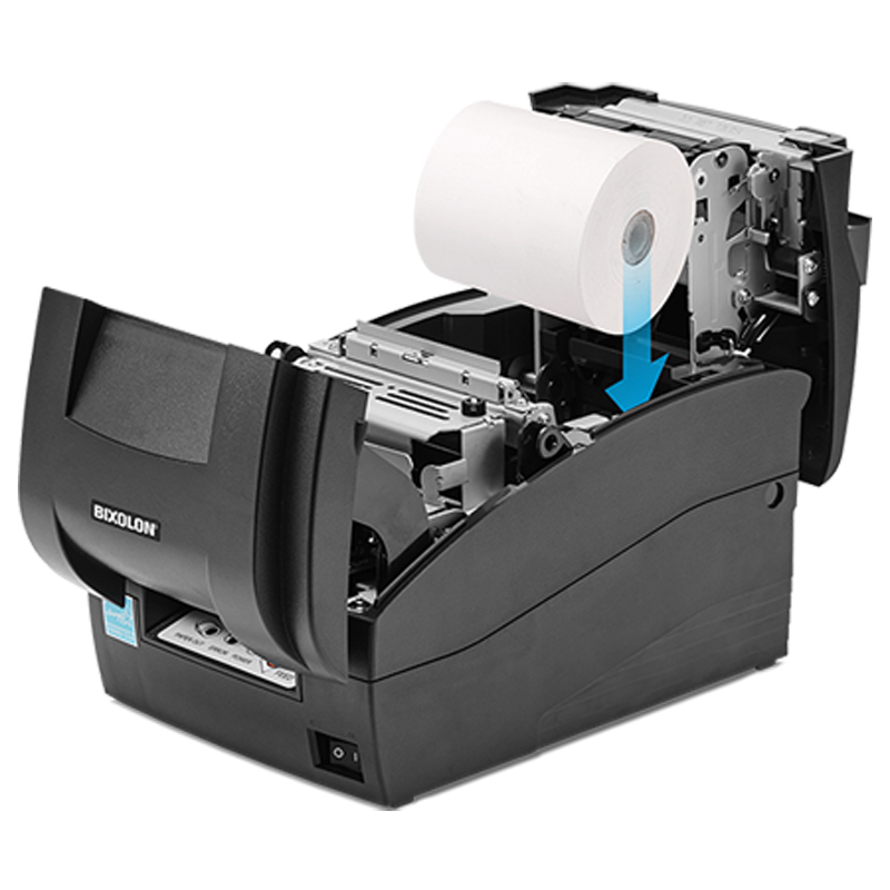 BIXOLON SRP-275III POS-Drucker - Einfaches Einlegen von Papier - 3-Zoll-Punktmatrix-Belegdrucker für verschiedene Anwendungen - offener Teil der hinteren und vorderen Abdeckung