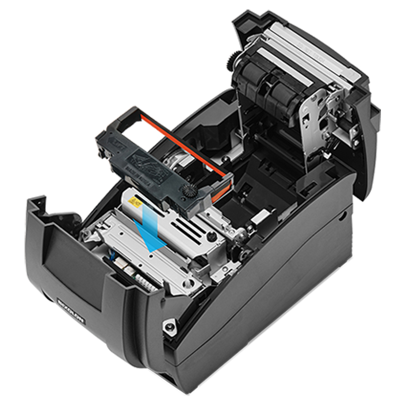 BIXOLON SRP-275III POS-Drucker - Einfaches Einlegen von Papier - 3-Zoll-Punktmatrix -Belegdrucker für verschiedene Anwendungen -hintere und vordere Abdeckung oben offenes Farbband