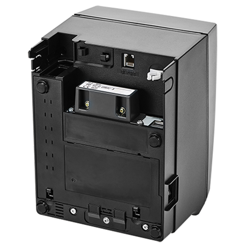 Der 3-Zoll-POS-Drucker BIXOLON SRP-F310II verfügt über ein hitzebeständiges, robustes und ergonomisches Design und ist IP12-zertifiziert - Unterseite