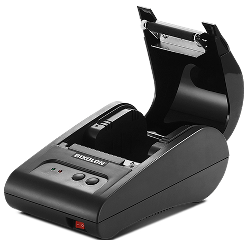 BIXOLON STP-103III POS-Drucker – verbessertes und kompaktes Design – äußerst sparsamer 2-Zoll-Thermodirektdrucker mit Netzteil - Abdeckung offen