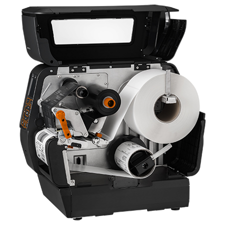 BIXOLON XT5-40N Etikettendrucker - Der XT5-40N ist ein 114 mm (4 Zoll) großer industrieller Thermotransferdrucker mit Touchscreen - Abdeckung geöffnet